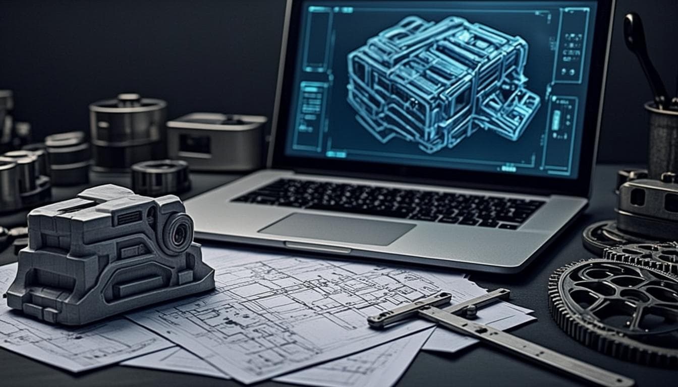 CAD yazılımının çalıştığı mühendislik çalışma masası