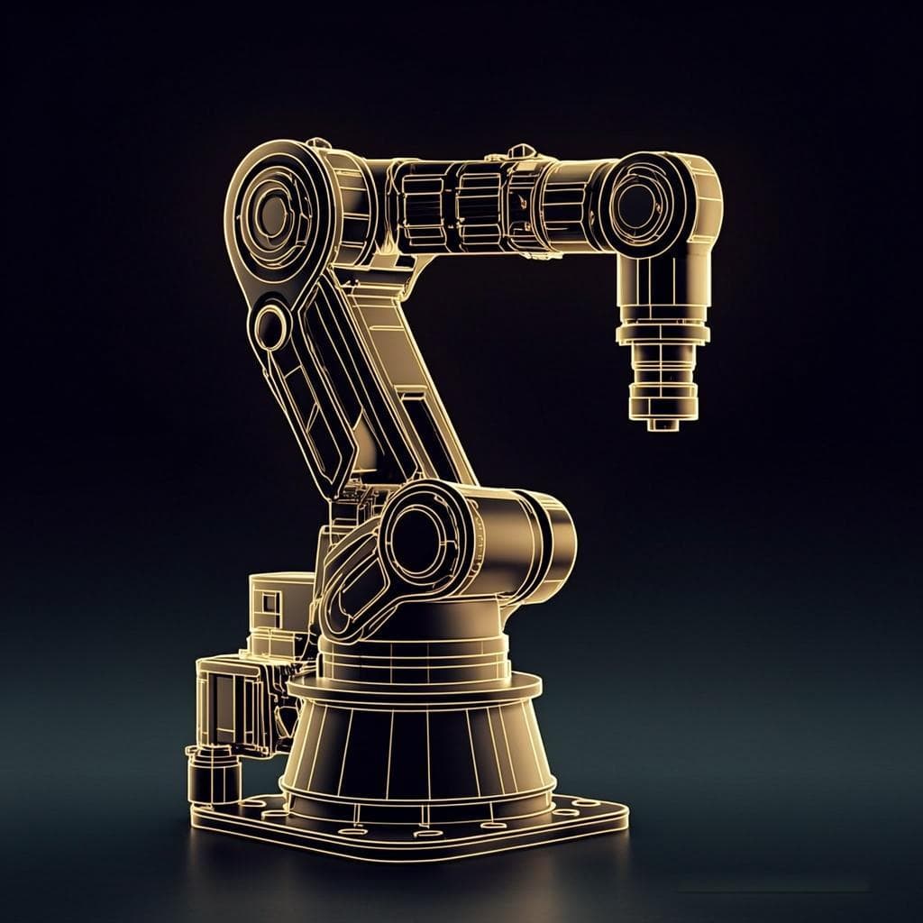 Tel kafes tarzı robot kol çizimi